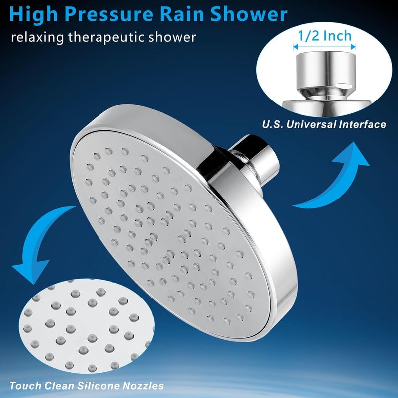 Nuodan High Pressure Shower Head - 4.7“ Powerful Bathroom Pressure Boosting Rain Showerhead - Perfect Universal Replacement for Rainfall Shower Heads (2 Pack, Chrome) - Image 3